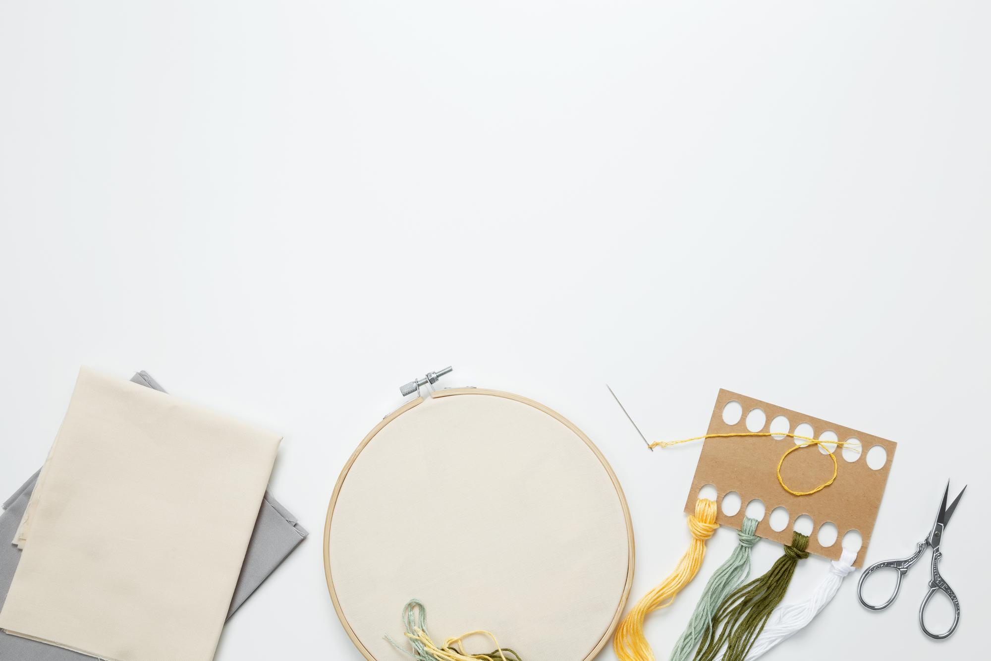 Tailored embroidery in studio with natural light
